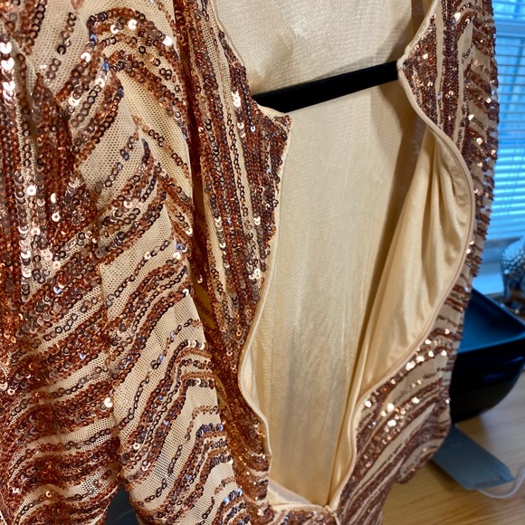 Shein zip back Chevron Sequin Bodysuit - Picture 10 of 12